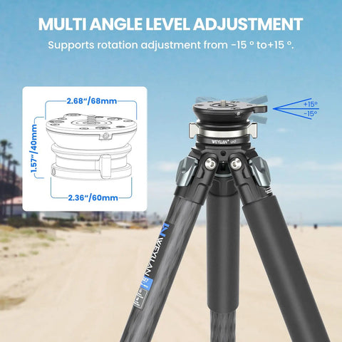 Leveling Head Tripod Base for Camera Leveler Aluminum Alloy With One Quarter To Three Eighths Inch Screws Fifteen Degree Hemispheric Tilt