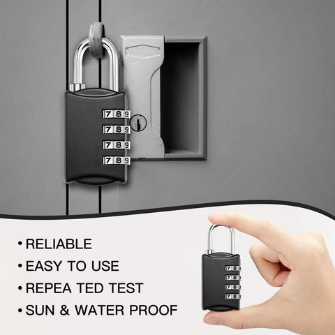 Combination lock in use, 10 Pack 4 Digit Combination Locks For Luggage Travel Gym Toolbox Locker And Suitcases Waterproof Padlocks