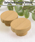 Half Moon Wooden Drawer Handles Set Of 6 Beech Wood Wardrobe And Cabinet Pulls with plants in the background