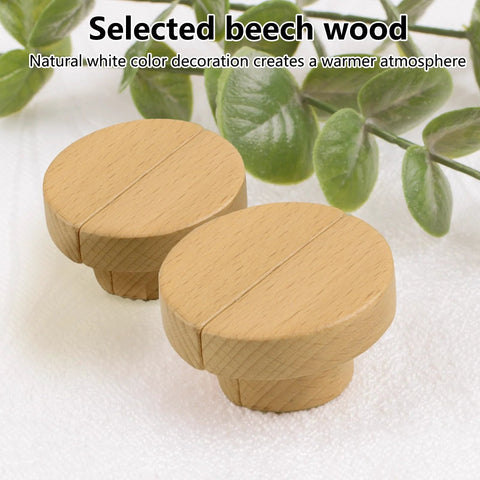 Half Moon Wooden Drawer Handles Set Of 6 Beech Wood Wardrobe And Cabinet Pulls with plants in the background