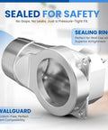 Close-up of Magnetic Dryer Vent Kit with sealing ring and wallguard, showing the secure connection.