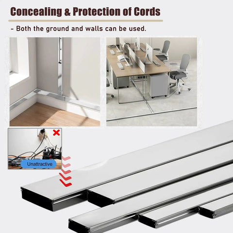 Hide Cords Like A Pro With Stainless Steel Cable Hider Box For Wall And Floor Mount, Decorative Corner Strips in office setup