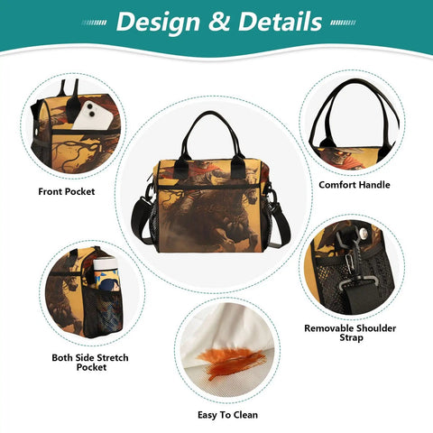 Skeleton Cowboy Desert Large Cooler Bag Insulated Lunch Tote Portable Outdoors Leakproof Lunch Box for Women Fits 18 Cans