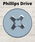 Illustration of Phillips drive head for No 8 By Three Quarter Inch Black Phosphate Self Tapping Screws