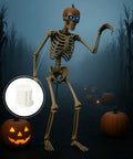 Upgraded 12 Foot Skeleton Shoulder Insert With Hex Nut Design showcased in a Halloween scene with giant props.