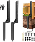 Heavy Duty Fence Post Repair Kit 2 Pack With 32 Inch Anchor Stakes And Galvanized Screws For A Quick Fix Of Tilted Or Broken Wood Posts Includes Wrench And L Shaped Hex Key