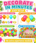 Colorful Tropical Balloons Pack 12 Inch Set With Jungle Leaves And Floral Accents for easy party setup instructions