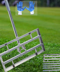 Pro Grade 2 In 1 Lawn Leveling Rake with Double Sided Design and Serrated Edge, 70 inch adjustable stainless steel with gloves