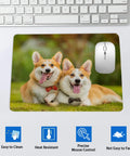 Keyboard, pencil, and mouse on Twenty Pack White Mouse Pads 3mm Thick For Heat Press Printing Bulk Mousepad Blanks For Heat Transfer Crafts 22x18x0.3 Cm Compatible With Wired Wireless Optical Mechanical And Laser Mice Awesome For Personal Photos Logos And Gifts with corgi image
