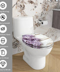 Toilet Seat Elongated Resin for Bathroom Use with floral design, measures 14.5" x 18.5", easy to clean.