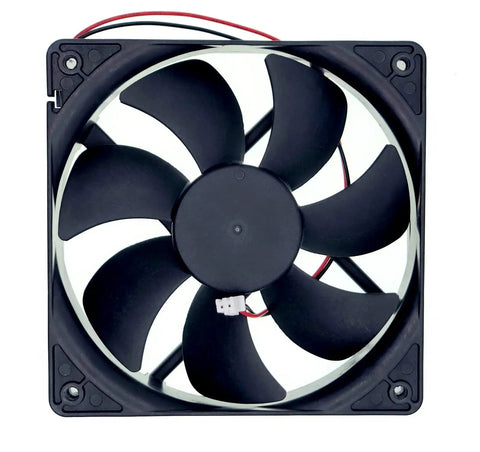 Front view of Beefy 12V Brushless Ice Maker Fan 120 By 120 By 25 mm 0 35 Amp 2 Wire DC Cooling Fan for ice machines.