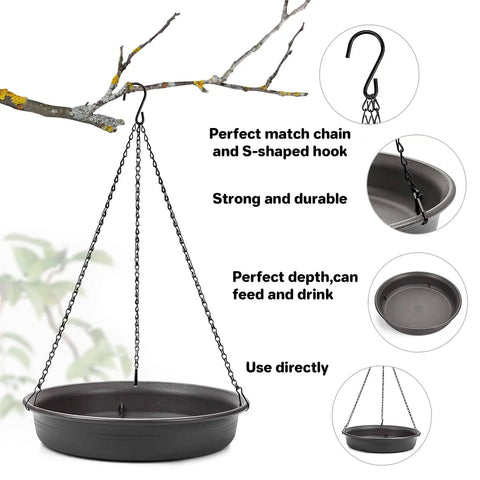 Hanging Bird Bath And Feeder Tray For Outdoors Garden Patio Decor Easy To Hang No Tools Needed Water And Seed Platform
