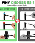 Comparison of quick-connect versus old-connect fittings for upgraded drip irrigation kit with 46 ft main tubing and half inch lines.
