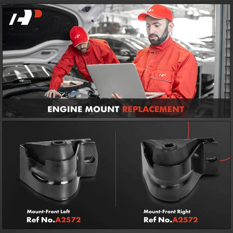 Mechanics examining engine with Two Piece Front Engine Motor Mount Set for Jeep Wrangler 1991-1995, image of engine mounts A2572