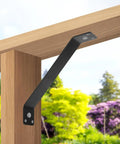 Inside Mount 45 Degree Angle Corner Brace Set installed on wood pergola, rust-resistant carbon steel bracket