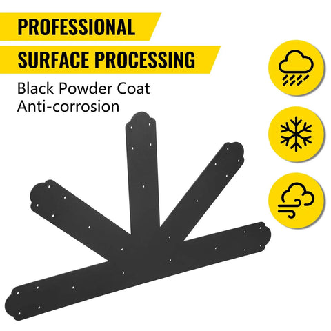 Beefed Up Heavy Duty Black Powder Coated Gable Plate And 12 By 12 Pitch Gable Bracket Set for Wooden Beams, rust resistant coating