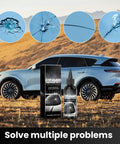Ultimate Windshield Crack Repair Kit For Cars DIY Glass Chip Fix Featuring 2026 Upgrade Repair Fluid For Minor Cracks And Chips Quick Fix Windshield And Glass Repair Tools Set 1 Pack shown next to a car with images of windshield chips and cracks.
