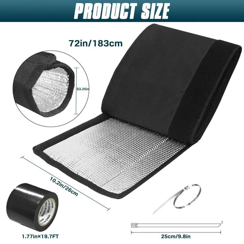Three Layer HVAC Copper Pipe Insulation Cover With Durable 600D Oxford Shell and Thick Pearl Cotton Core, 72 by 10.2 Inches