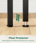 Close-up of adjustable floor protectors on Two Pack Nightstand Set With Fabric Drawers And Mesh Shelf in Rustic Brown