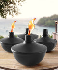4 Pack Metal Tabletop Torches 22oz Citronella Scented Outdoor Torches For Patio Deck And Garden Refillable Flame Light Lanterns