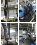 Flexible Fume Extractor Arm With Three Sixty Degree Hood For Quick Smoke And Dust Removal In Workshops Crafted Tough From High Temp Plastic One Ten Mm Diameter One Hundred Cm Long For Solid Industrial Performance, shown in a workshop setting.