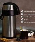Beast Of A 3 Liter Stainless Steel Coffee Carafe Airpot With Triple Wall Vacuum Insulation Keeps Coffee Hot 12 Hours