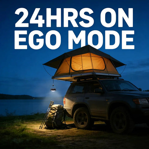 Go To Outdoor Solar LED Camp Lantern With 350 Lumens Of Soft Eye Friendly Light And Frosted Shade illuminating campsite
