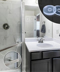 Clear Vinyl Shower Door Handle Washers 10 Pack Heavy Duty Spacers For Glass Doors And Towel Bars built different in bathroom setting.