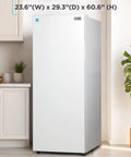 Workhorse 11 Cubic Feet Convertible Freezer And Refrigerator With Quick Temp Switch For Hassle Free Garage Or Basement Setup showcases dimensions 23.6"W x 29.3"D x 60.6"H.