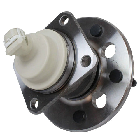 Close-up of Rear Wheel Bearing Hub Assembly 512150 With ABS, 5 Lug for GM vehicles. Metal hub with integrated ABS sensor.