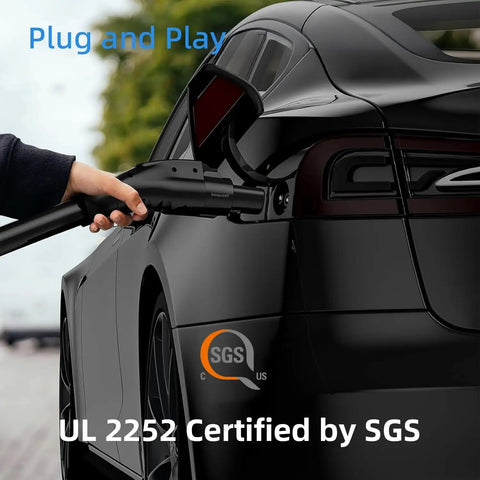 J1772 To Tesla Charger Adapter For Model 3 Y X S Cybertruck Road Trip Ready Up To 80A 250V Fast Level 2 Charging UL 2252 Certified