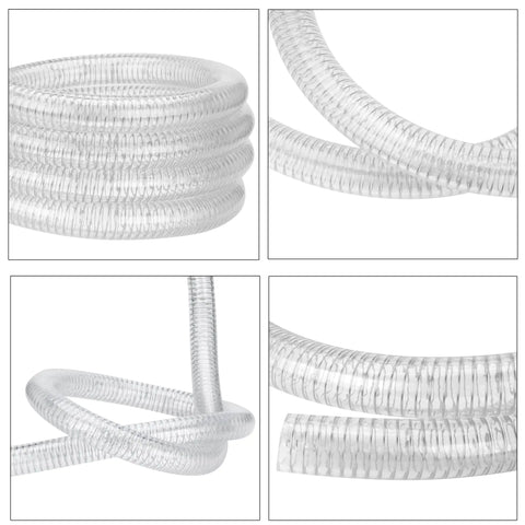 Heavy Duty Reinforced PVC Suction Hose 1 Inch Inner Diameter, 10 Feet Long For Water Drainage Vacuum And Fluid Transfer, coiled view