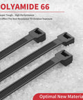 Heavy Duty Zip Ties 500 Pack Black Cable Ties In 8, 12, 14, 18 Inch Sizes, Ultra Strong 220 Lb Tensile Strength, Industrial Plastic Tie Wrap For Indoor Outdoor Cord Management And DIY Projects on white background