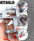 Compact Mini Hobby Vise For DIY Crafting And Jewelry Repair Handy Small Bench Clamp Multi Purpose Workbench Vise With Precision Gripping And Durable Steel Construction Ideal For Model Making Electronics And Repair Jobs. Compact mini alloy bench vise with screw clamp and red handgrips