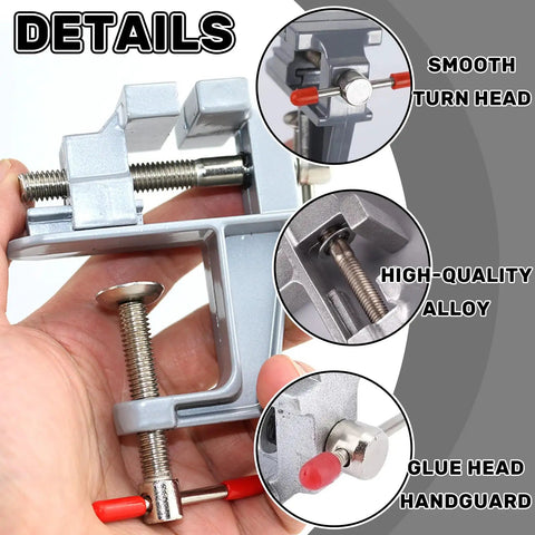 Compact Mini Hobby Vise For DIY Crafting And Jewelry Repair Handy Small Bench Clamp Multi Purpose Workbench Vise With Precision Gripping And Durable Steel Construction Ideal For Model Making Electronics And Repair Jobs. Compact mini alloy bench vise with screw clamp and red handgrips