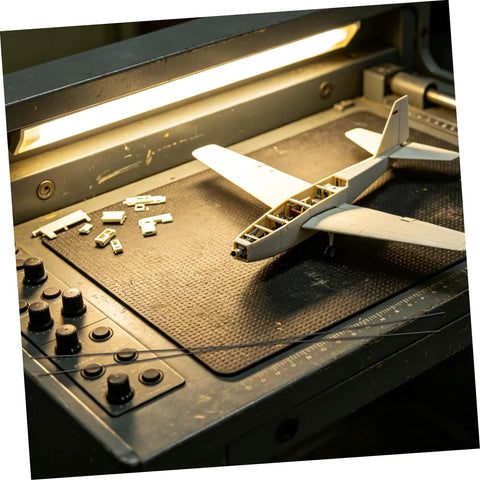 Model aircraft under construction with 10 Piece Carbon Fiber Rod Set For Model Aircraft And Kites Lightweight And Easy To Install Round Rods.