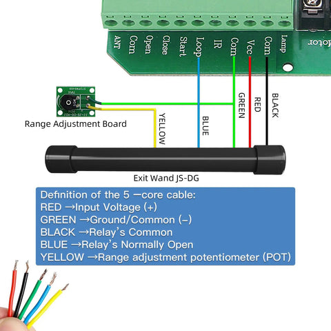 Universal Wired Driveway Vehicle Exit Sensor Wand For Automatic Gate Opener With 50ft Cable and wiring diagram