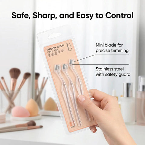 3 Pack Precision Face Razor For Women With Secure Grip Bangin Sharp Stainless Micro Blades For Eyebrow Shaping And Gentle Facial Dermaplaning Safe Mini Shaver For That Smooth Glow Up Vibe in clear packaging with mini blades.