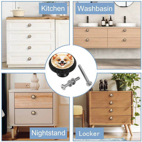 Four Piece Round Cabinet Knob Set For Kids Drawer Pulls With Screws Stylish Cupboard Handles For Home Kitchen Bath