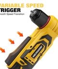 Brushless Right Angle Drill With Bright Led Work Light And Variable Speed Control Compatible With Dewalt 20v Max Batteries, featuring variable speed trigger.