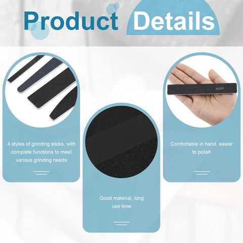 60 Piece Sanding Sticks Set For Plastic And Wood Models With 30 Polishing Sticks and 30 Sanding Twigs in use and detail view