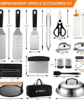 Pro Grade Griddle Accessories Kit With Smash Burger Press Extra Thick Spatula And Turners 38-Piece Flat Top Grill Tools Pack