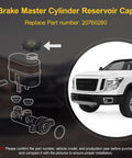 Diagram showing Dot 3 Brake Fluid Cap Replacement for Master Cylinder Reservoir, vehicle on side