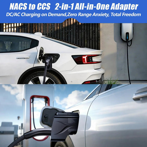 Heavy Duty 2 In 1 NACS To CCS1 And J1772 Charging Adapter Plug N Play For Non Tesla EVs Drops Full Throttle 250KW Juice connected.