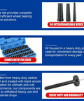 NYXOVA 52-in-1 bushing driver tool set with 50 discs in blue case; heavy-duty carbon steel components.