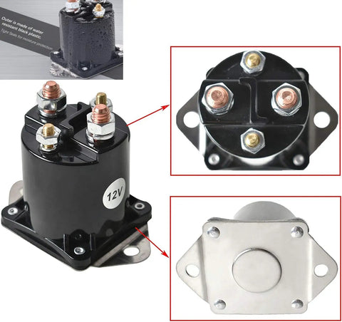 Sick 12V Starter Solenoid Replacement For Gas Golf Cart Switch Heavy Duty Direct Fit Compatible With Ds And Precedent Models Part Numbers 1013609 1012275 435154 Lpl6003 with four terminal connections.
