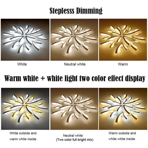 LED Flower Ceiling Light With 12 Heads Black Flush Mount Dimmable Lamp Remote Control Nordic Modern Style color effects