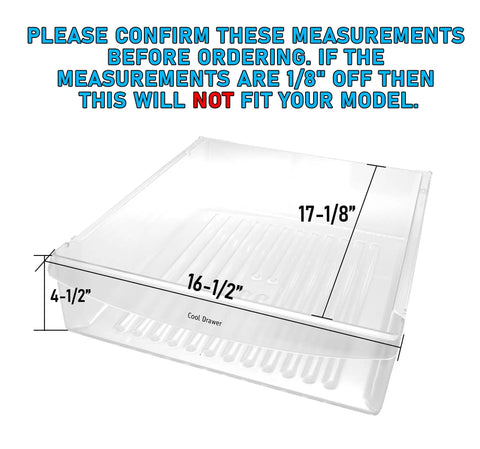 Measured dimensions of Meat Pan Crisper Bin Compatible With Frigidaire Refrigerator Model 240342830