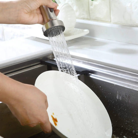 Pull Down Faucet Replacement Head With Two Function Spray For G1 2 Kitchen Sink in spray mode rinsing a plate