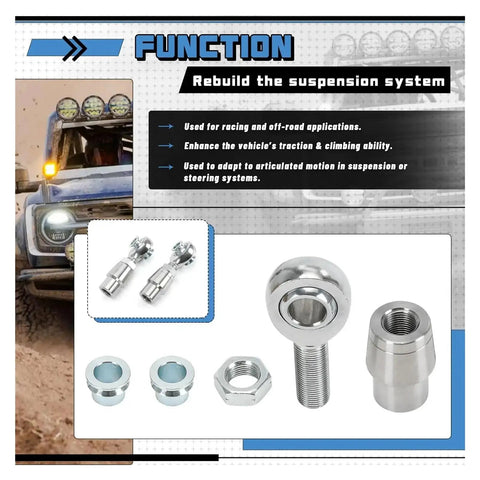 Badass 8 Piece Heim Joint Rod End Kit With Spacers And Tube Adapters 5/8 Inch Chromoly Joints Heat Treated close-up view